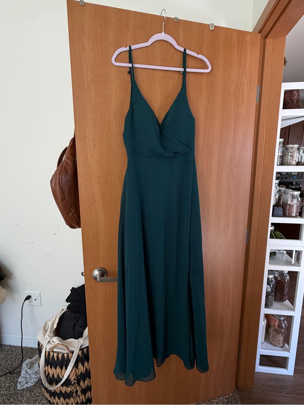 Azazie Dark Green Spaghetti-Strap Maxi Dress